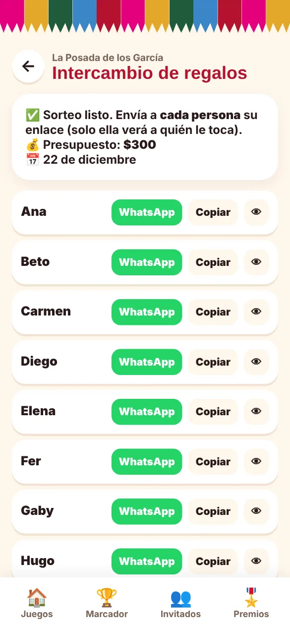 Sorteo del intercambio de regalos